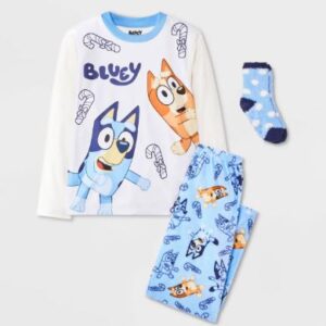 Conjunto de pijama de 3 piezas para niño: camisa, pans y calcetas de bluey, talla 12-14 - Marca Bluey
