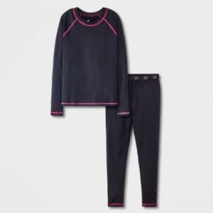 Conjunto de ropa térmica interior color negro para niña, talla 6-7 - Marca All in Motion