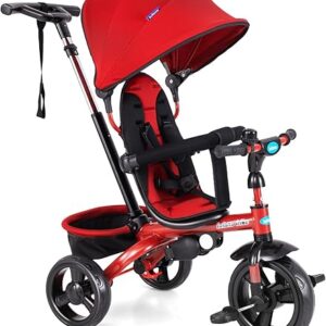 Triciclo infantil 4 en 1 con con manillar ajustable y capota extraíble -INFANS