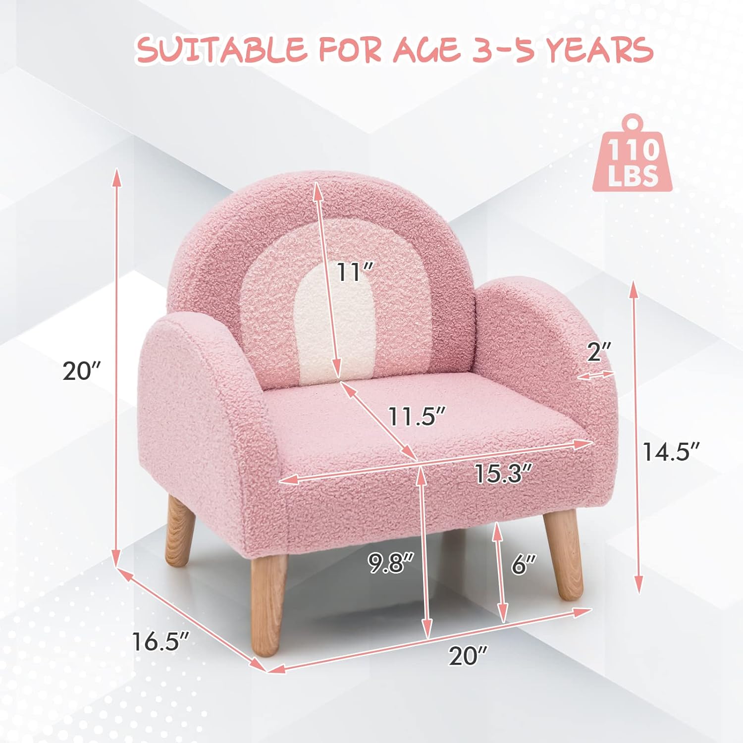 Sillón Rosita de felpa para niñas marca INFANS - Imagen 4