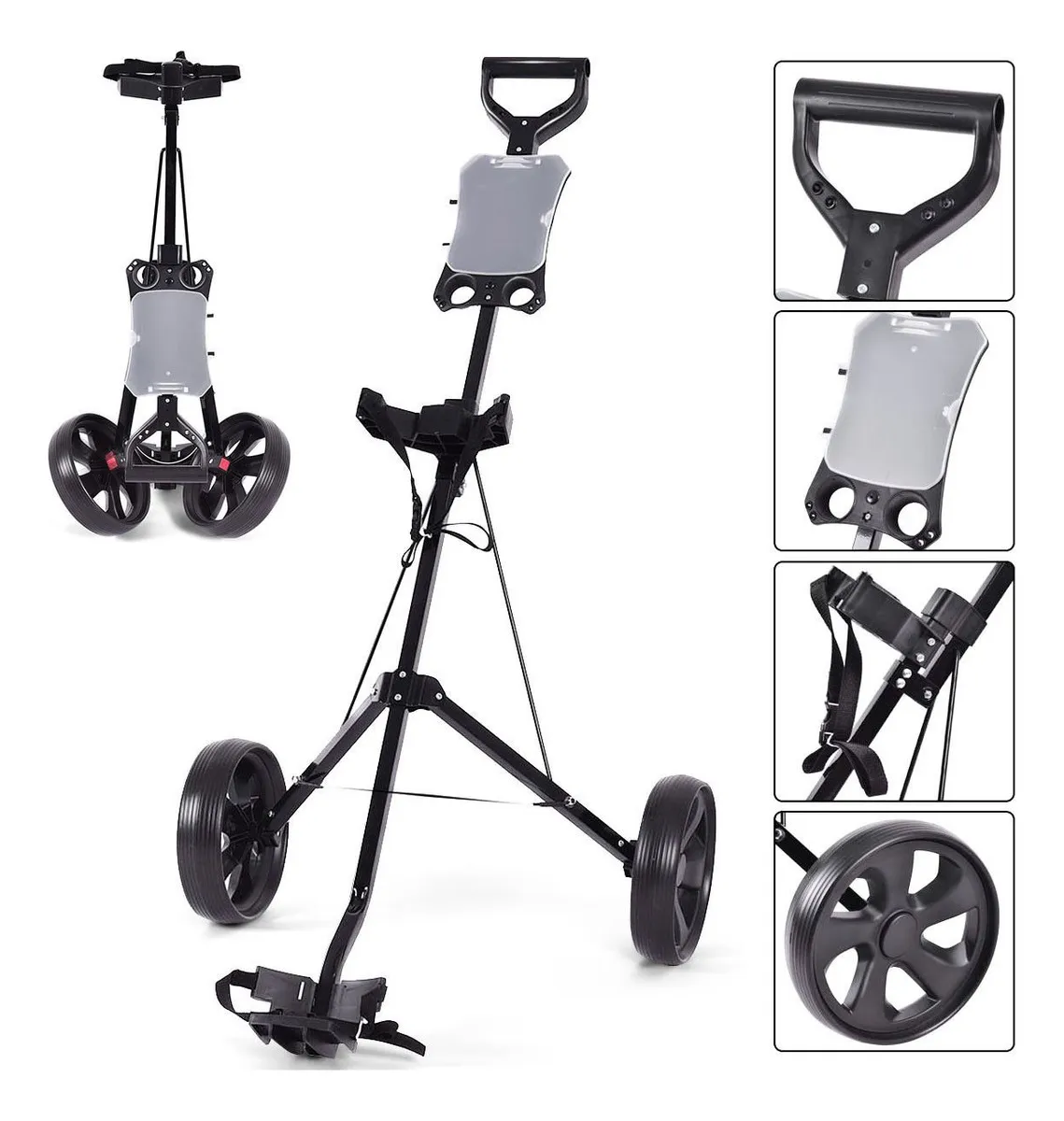 Carrito de Golf Plegable con 2 Ruedas y Marcador - Dortala