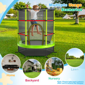 Alternative view of Trampolín recreativo para niños de 55 pulgadas con colchoneta y Red - Costway