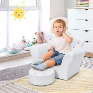 Alternative view of Sillón con reposapiés para niños color blanco marca Costway