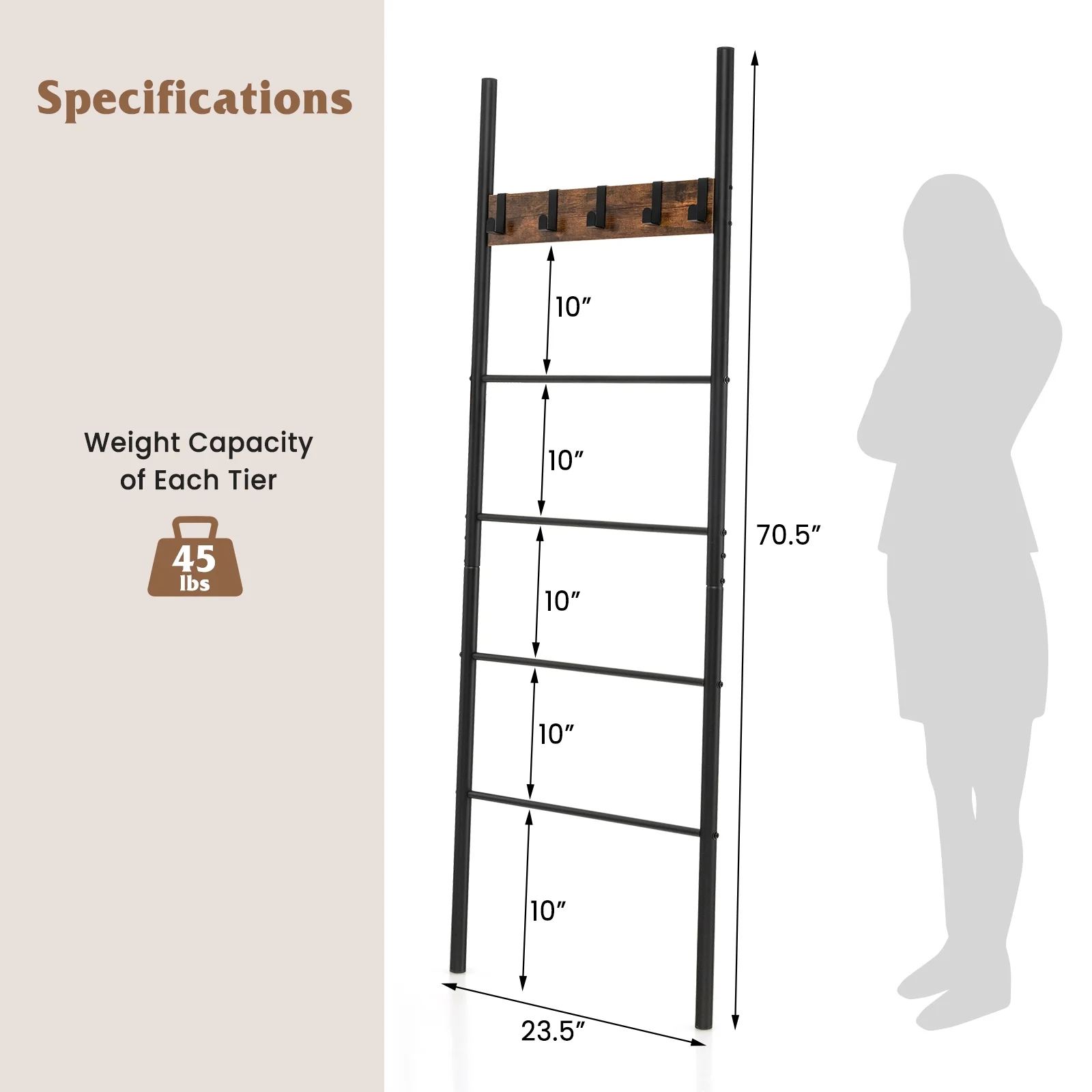 Escalera / Perchero de 5 niveles marca BLACK JAGUAR - Imagen 3