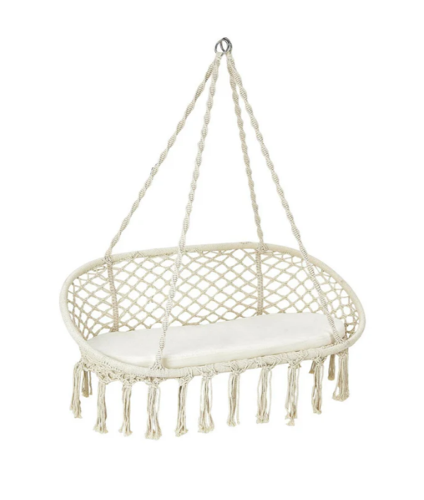 Hamaca / Columpio para 2 personas con cojín de macramé