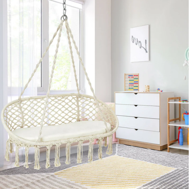 Hamaca / Columpio para 2 personas con cojín de macramé - Imagen 3