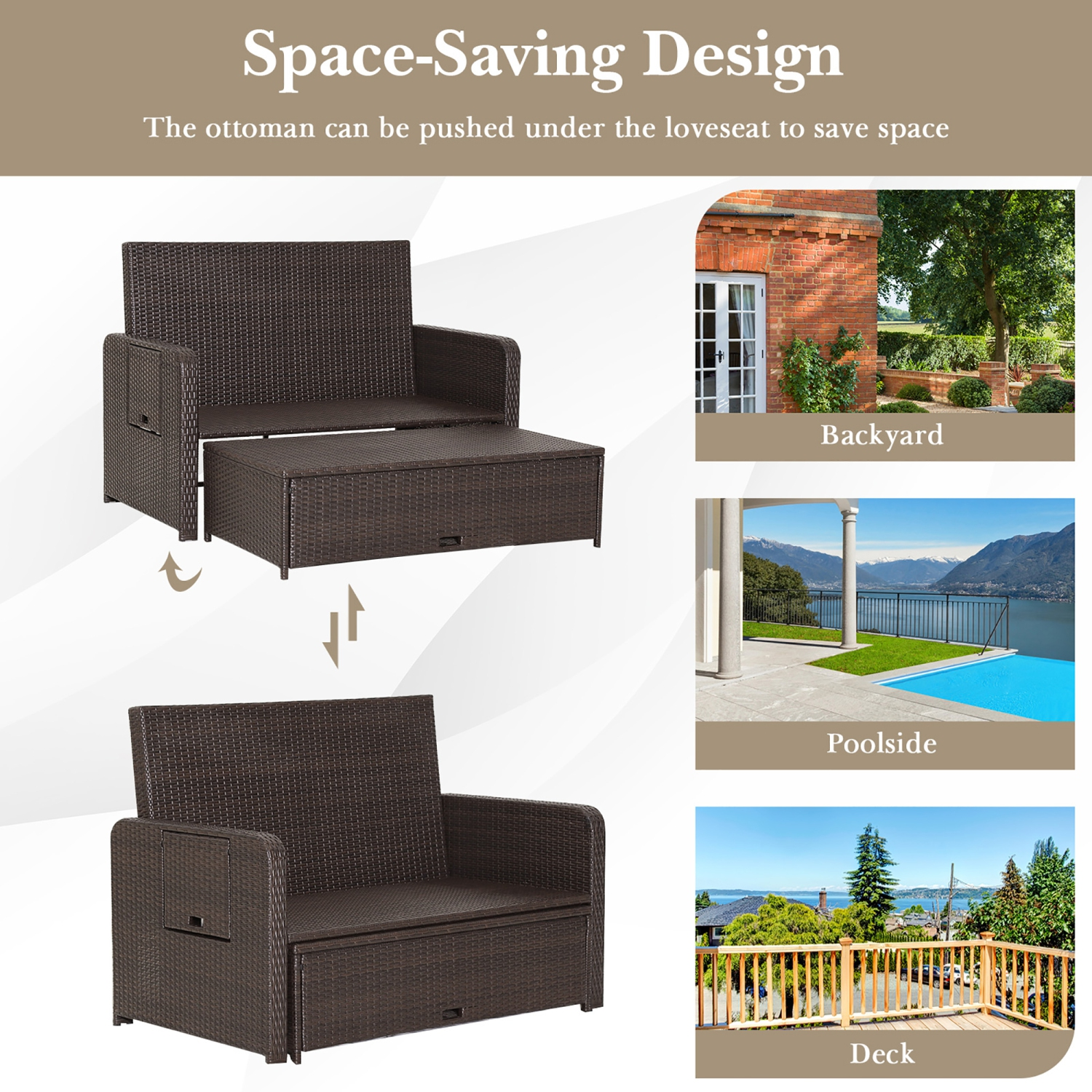 Sofá cama de ratán para patio marca Costway - Imagen 2