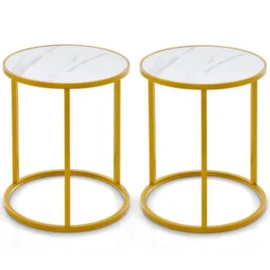 Par de mesitas con cubierta de marmol marca Costway
