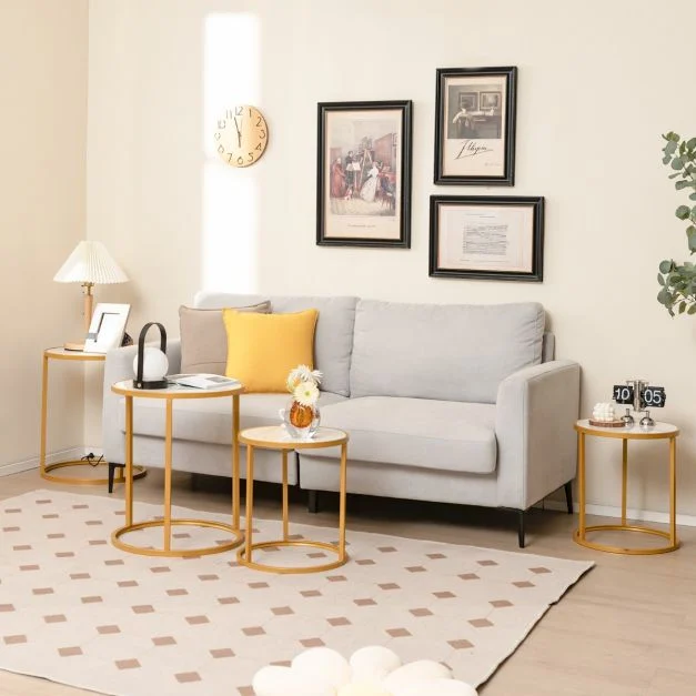 Par de mesitas con cubierta de marmol marca Costway - Imagen 4