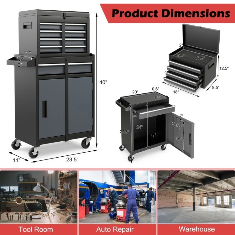 Caja para herramientas con ruedas 2 en 1 para exterior - Imagen 2