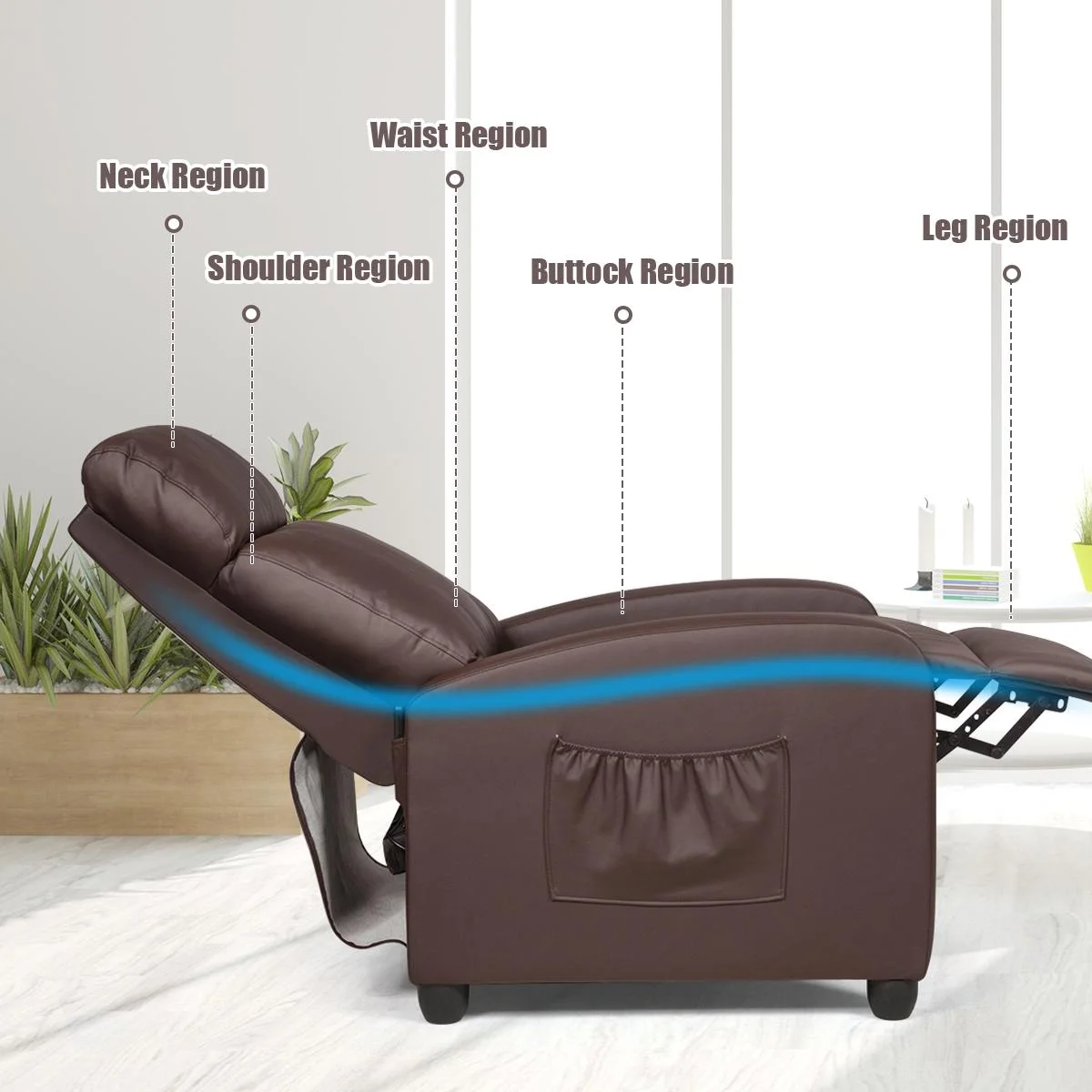 Sillón Reclinable con Masaje y reposapiés - Giantex - Imagen 2