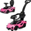 Carrito de juguete para niñas 3 en 1 color rosa modelo Lamborghini Rosa - OLAKIDS