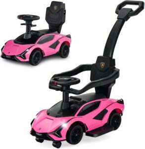 Carrito de juguete para niñas 3 en 1 color rosa modelo Lamborghini Rosa - OLAKIDS