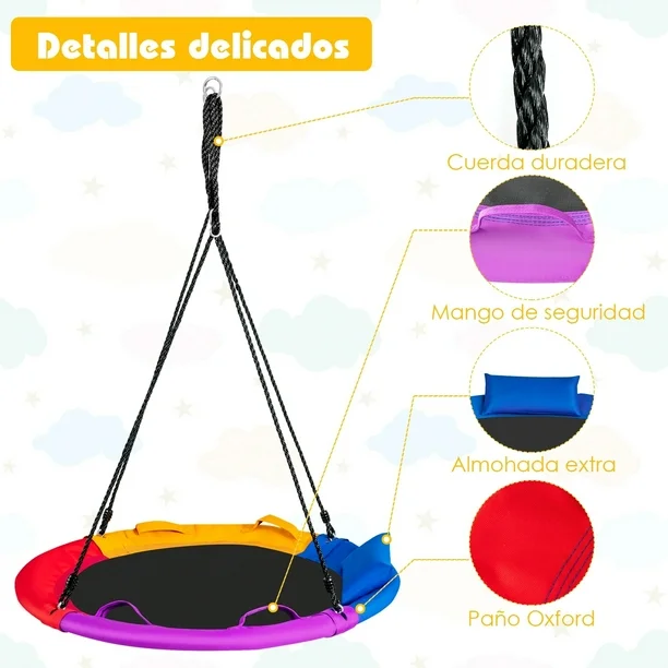 Columpio para árbol multicolor con cojín - Costway - Imagen 2