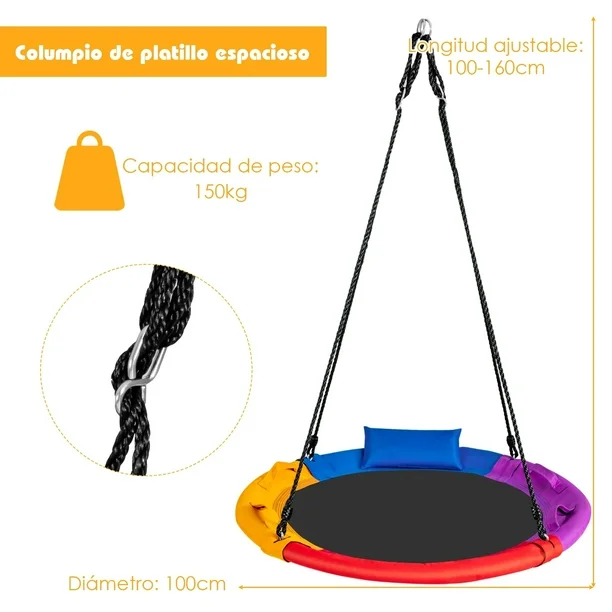 Columpio para árbol multicolor con cojín - Costway - Imagen 3