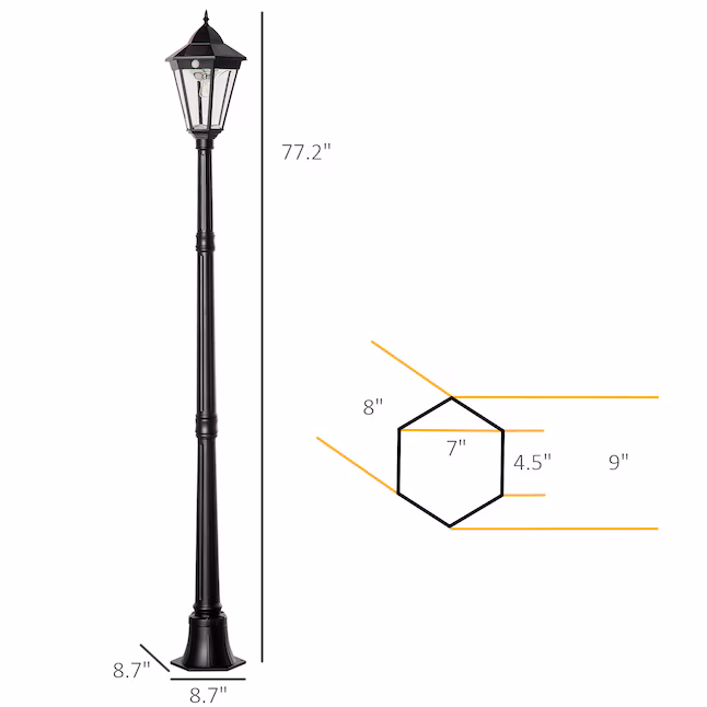 Farol solar para exterior de 195 cm con sensor automático -Outsunny - Imagen 3