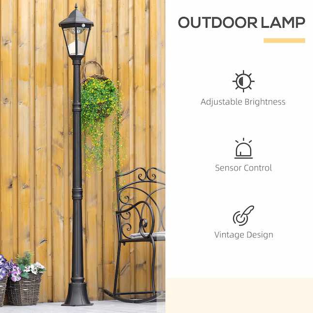 Farol solar para exterior de 195 cm con sensor automático -Outsunny - Imagen 6