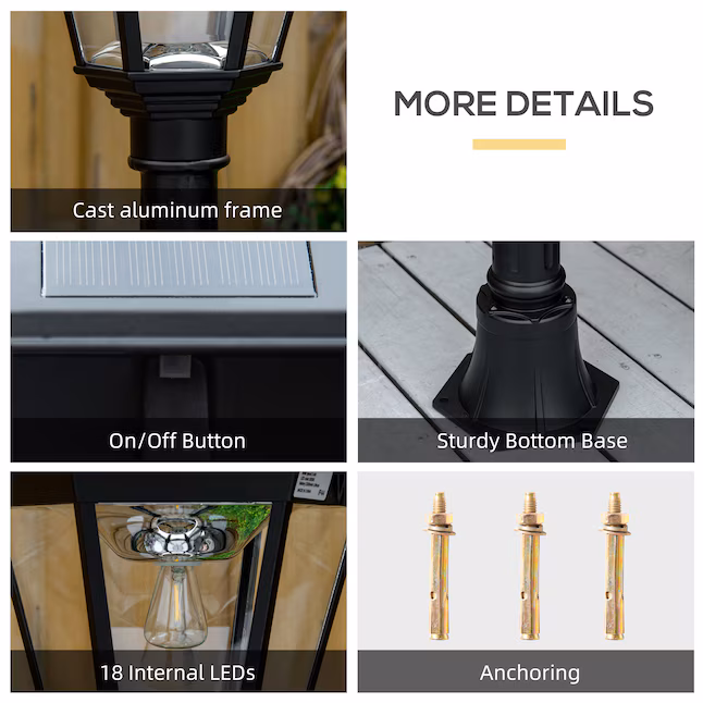 Farol solar para exterior de 195 cm con sensor automático -Outsunny - Imagen 5