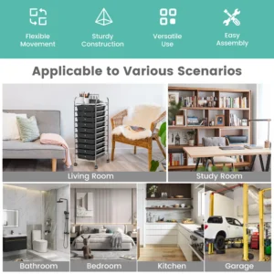 Alternative view of Carrito organizador Rodante de 10 Cajones - Costway