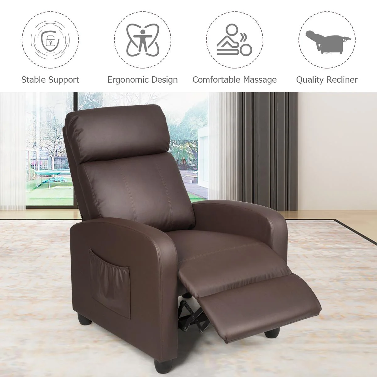 Sillón Reclinable con Masaje y reposapiés - Giantex - Imagen 3