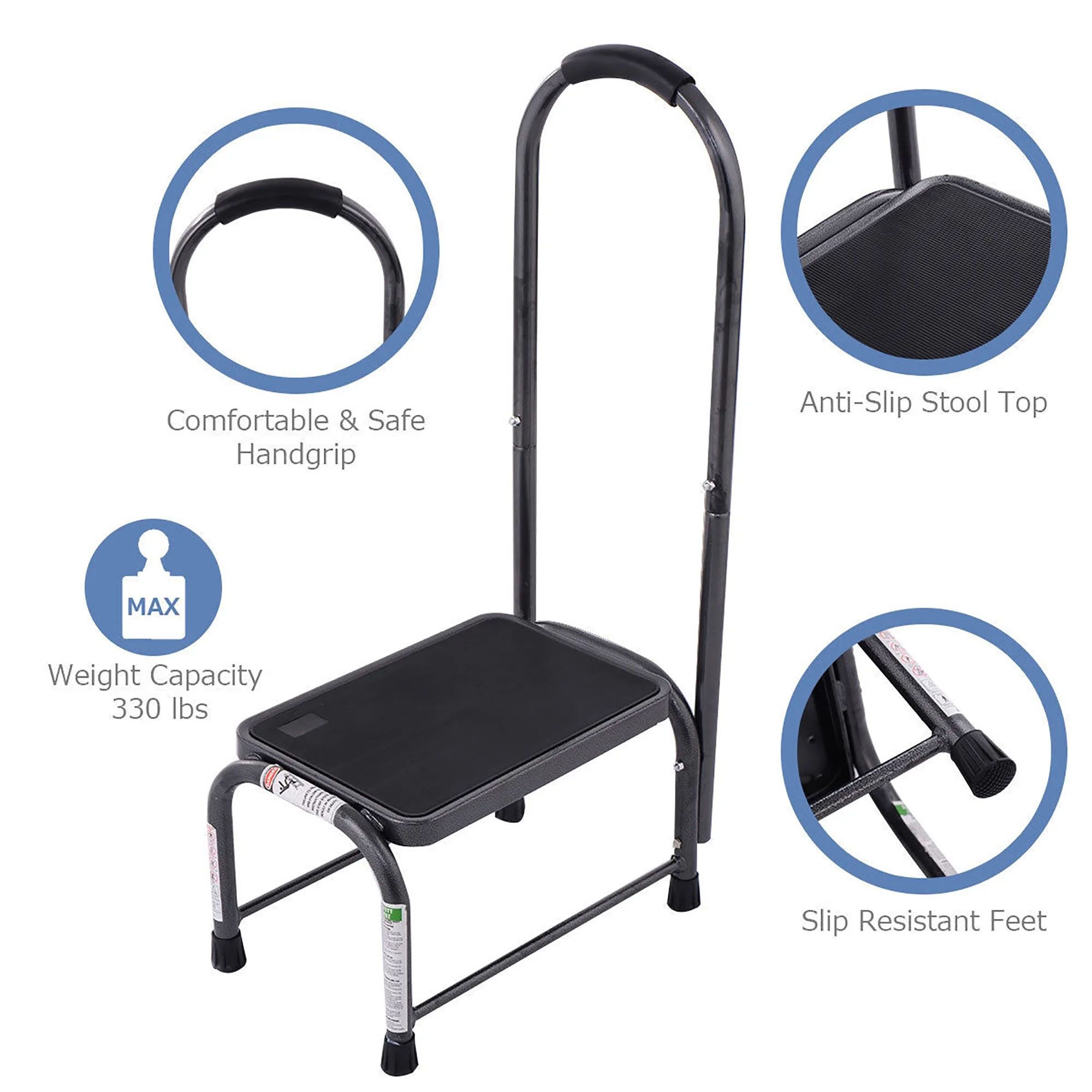 Taburete de soporte antideslizante con asa -Costway - Imagen 5