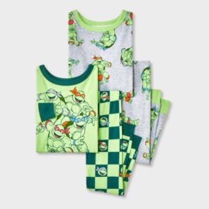 Conjunto de pijama de manga larga de algodón de 4 piezas para niño de las tortugas ninjas - Marca tortugas ninjas