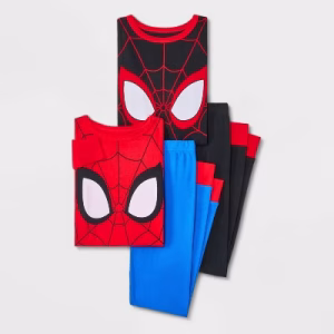 Conjunto de pijama manga larga de 4 piezas para niños talla 6 -Spiderman