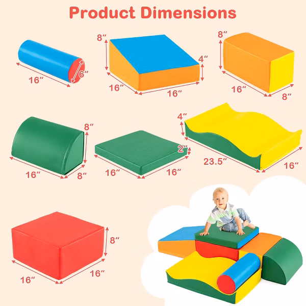 Juego de 7 piezas de juguetes de escalada de espuma marca Costway - Imagen 5