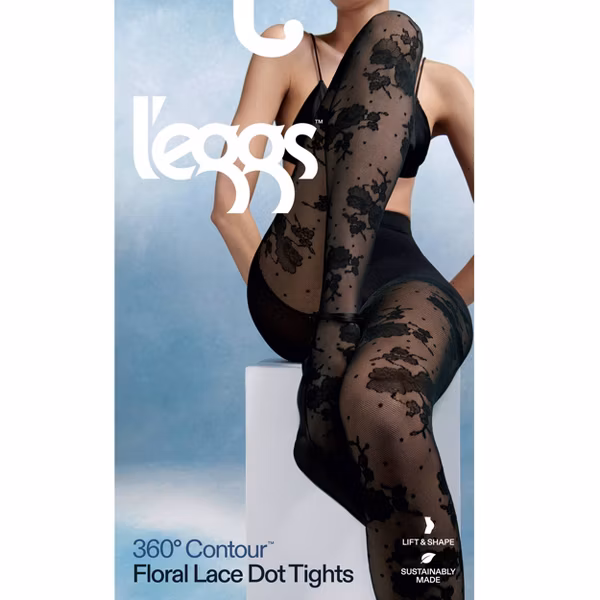 Medias de encaje floral para mujer talla L marca L'eggs - Imagen 2