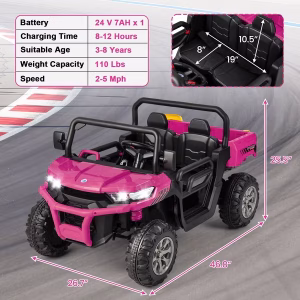 Alternative view of Carro eléctrico de 2 asientos con caja de volteo, pala y control remoto -Costway