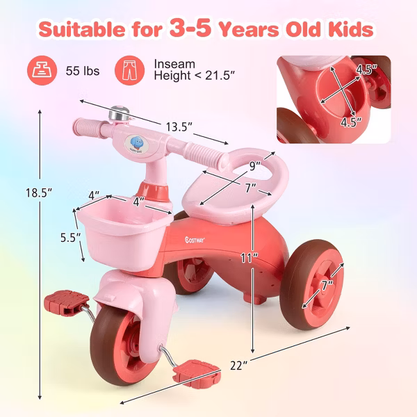 Triciclo para niñas marca Costway - Imagen 3