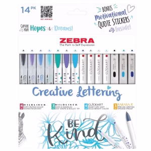Set de 14 piezas para lettering creativo y escritura -Zebra