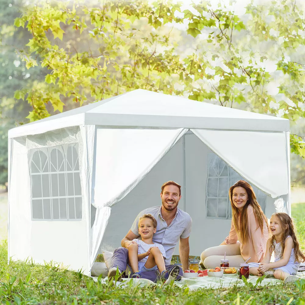 Carpa con dosel de 3x3 metros para exteriores con paredes laterales -Costway - Imagen 6