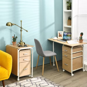 Alternative view of Escritorio plegable para computadora con 3 cajones - Costway