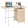 Escritorio plegable para computadora con 3 cajones - Costway