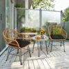 Conjunto de muebles de ratán de 3 piezas para patio, sillas acolchadas y mesa -Costway