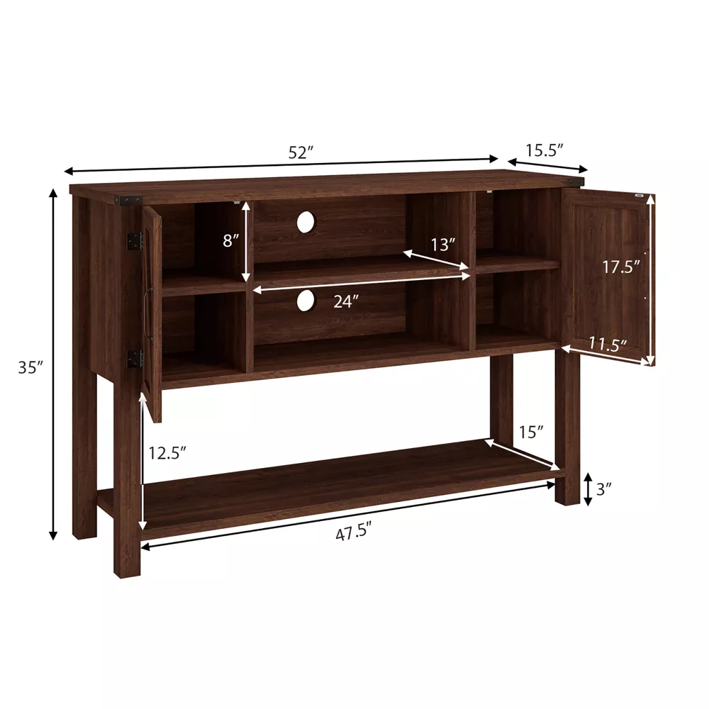 Mueble para TV con armario de almacenamiento y estante inferior -Costway - Imagen 4