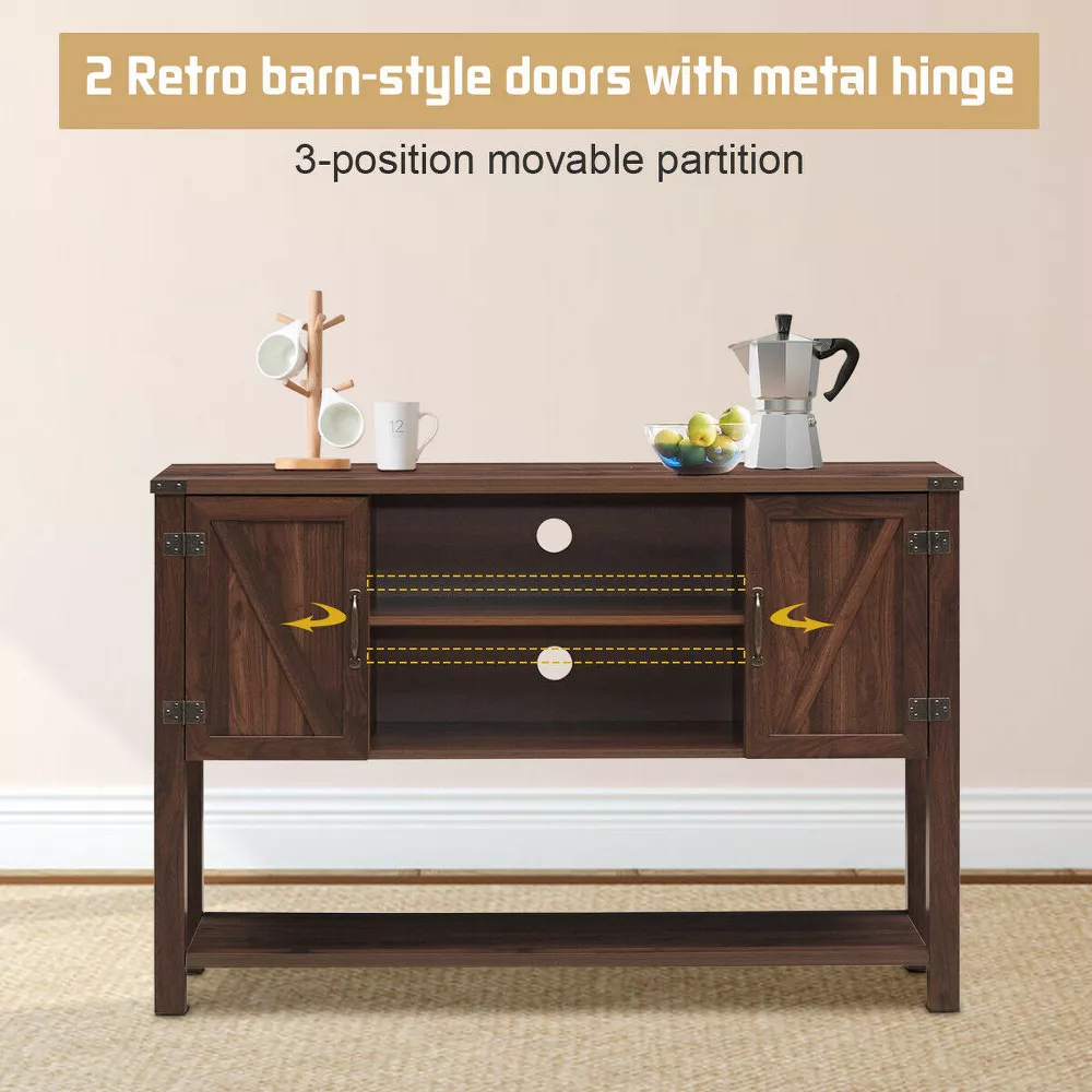 Mueble para TV con armario de almacenamiento y estante inferior -Costway - Imagen 2