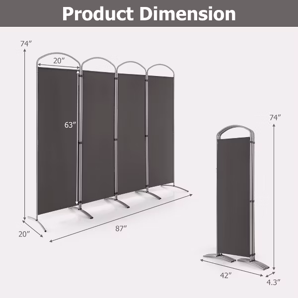 Biombo / Divisor de pared de 4 paneles marca Costway - Imagen 4