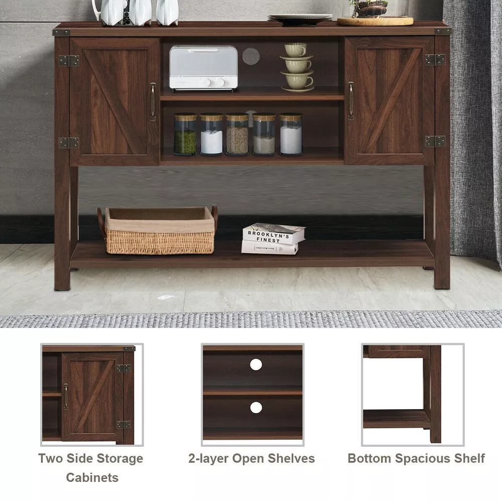 Mueble para TV con armario de almacenamiento y estante inferior -Costway - Imagen 3