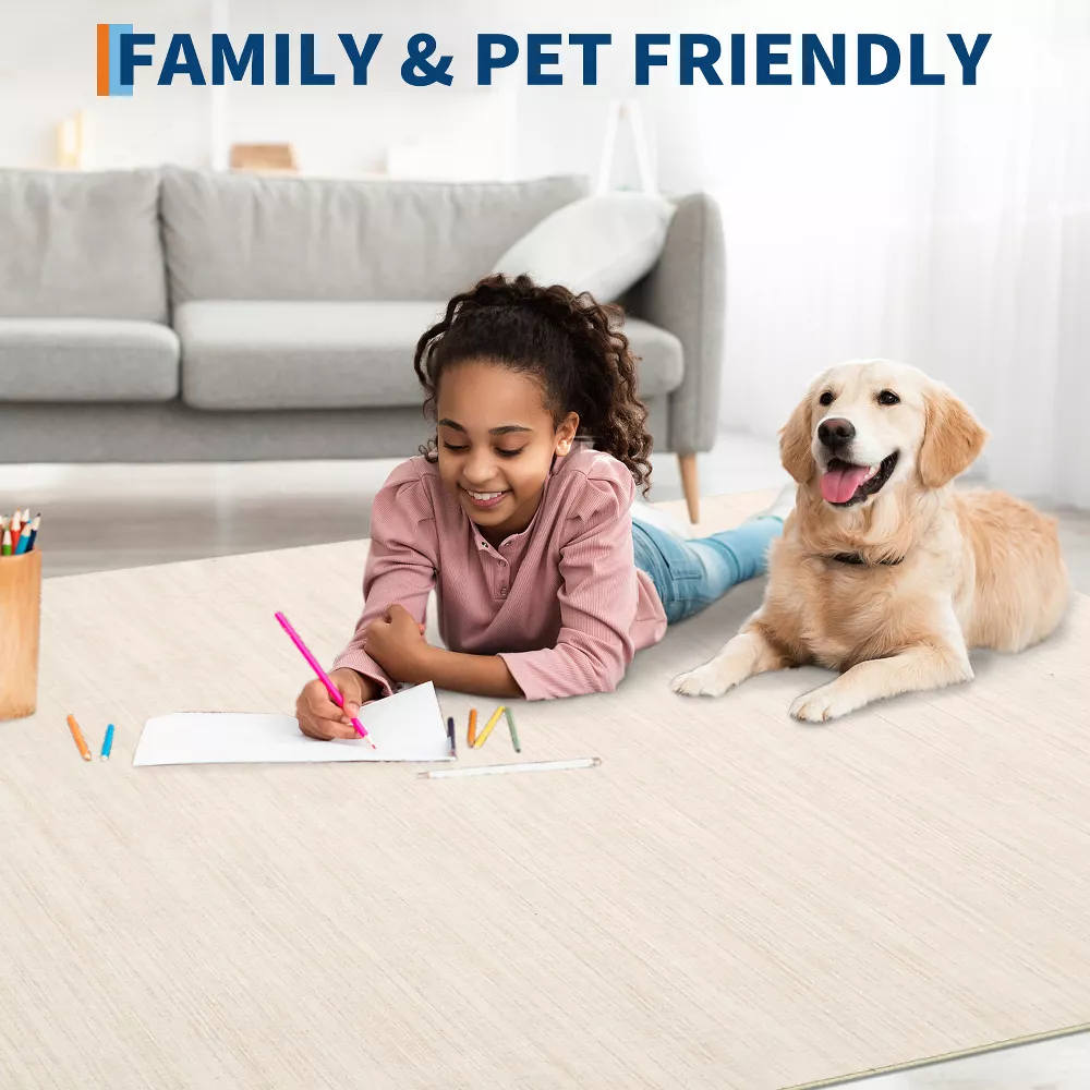 Alfombra moderna antideslizante lavable, beige, medida 10 x 4 pies - Imagen 3