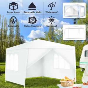 Alternative view of Carpa con dosel de 3x3 metros para exteriores con paredes laterales -Costway