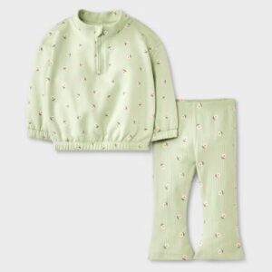 Conjunto de 2 piezas: sudadera y pantalón de felpa con estampado floral para recién nacido - Marca Baby Girl´s