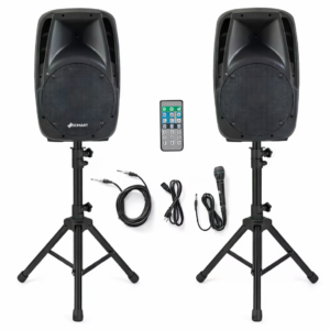 Par de bocinas con micrófono y accesorios - Sonart