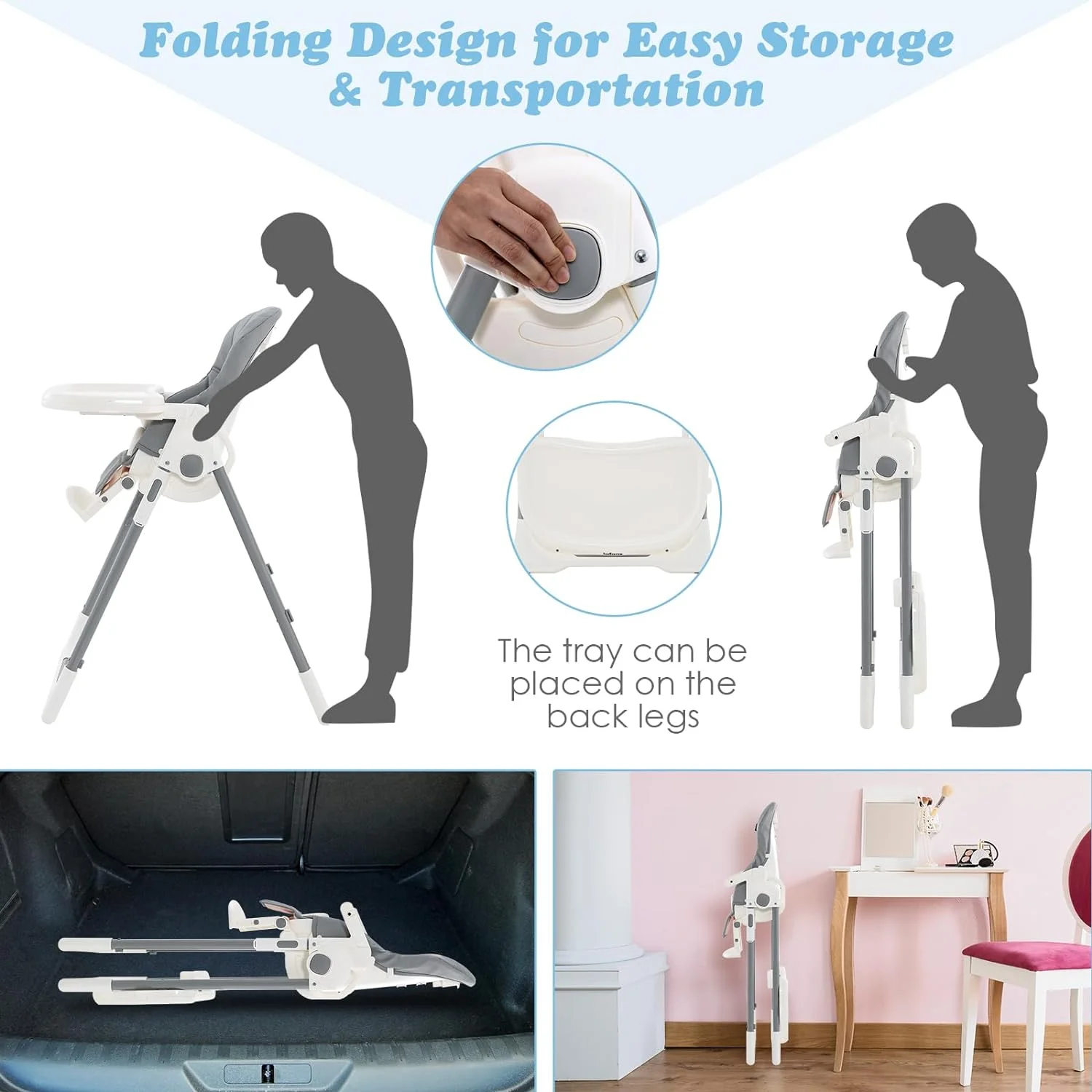 Silla para comer plegable para bebé ajustable - INFANS - Imagen 4