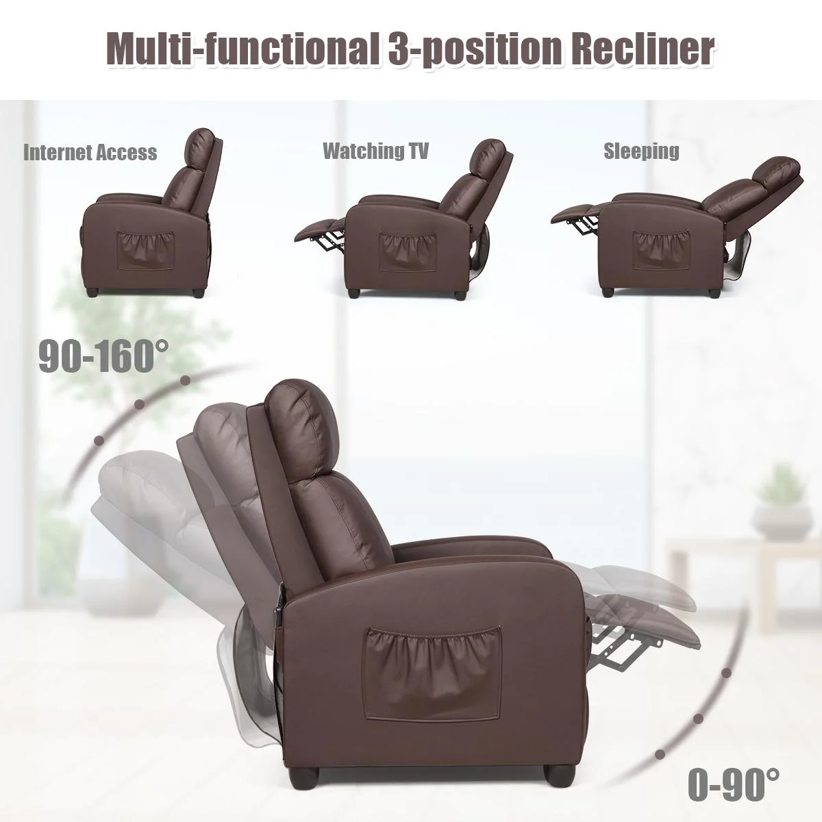 Sillón Reclinable con Masaje y reposapiés - Giantex - Imagen 4