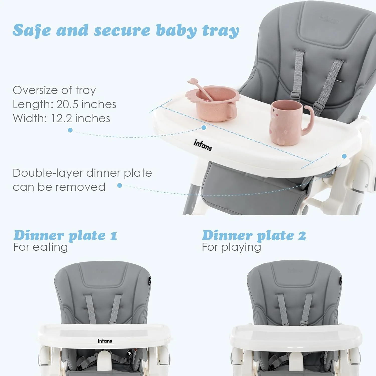 Silla para comer plegable para bebé ajustable - INFANS - Imagen 3