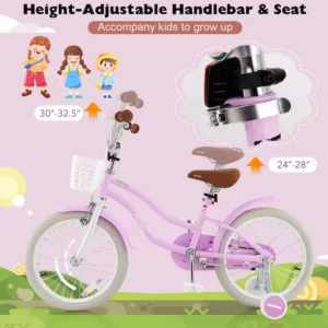 Alternative view of Bicicleta para niñas de 18 pulgadas con ruedas de entrenamiento - Costway