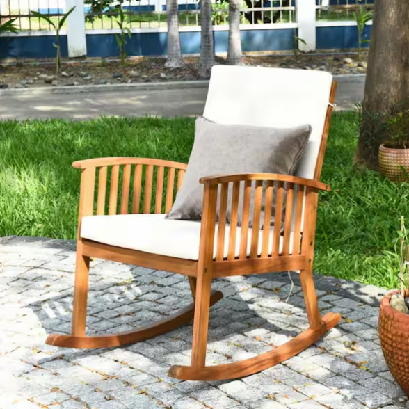 Silla mecedora con cojines marca Clihome - Imagen 2