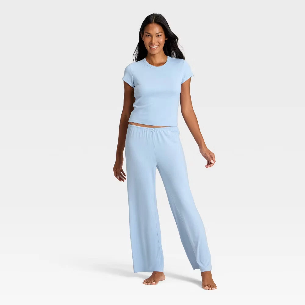 Conjunto de pijama para mujer de camisa de manga corta y pantalón talla S - Auden Blue